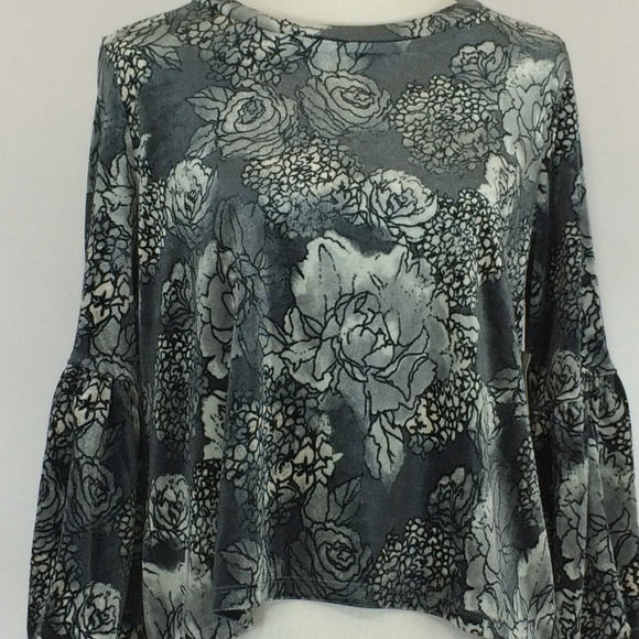 Wild Pearl Printed Velour Blouse SZ L NWT - Picture 2 of 7